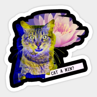 Cat A Min Katze Lotus Fun Techno Party Vaporwave Sticker